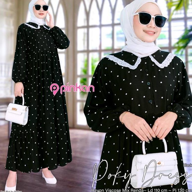 AUREVORA POKY DRESS GAMIS RAYON POLKADOT KUNING TERSEDIA DALAM BERBAGAI WARNA VIRAL