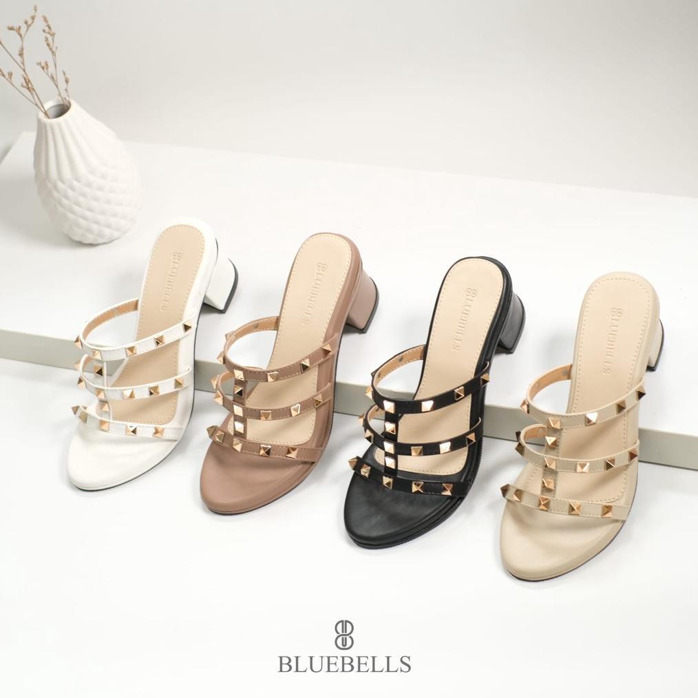 BEST SELLER BLUEBELLS IVONA SENDAL HEELS WISUDA WANITA 5CM AKSESORIS PYRAMID ELEGAN (TERSEDIA SIZE 3