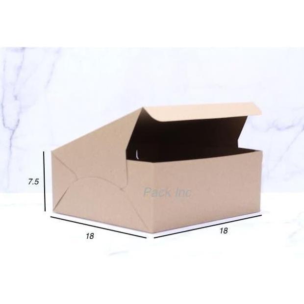 Box Kraft Dus Coklat Kue Roti 18 x 18 7.5cm Tanpa Laminasi Eceran
