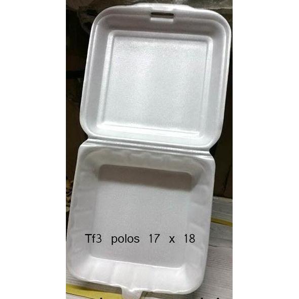 Box Gabus TF3 Kotak Makan Polos Nasi per 100 pc Styrofoam Sterofoam