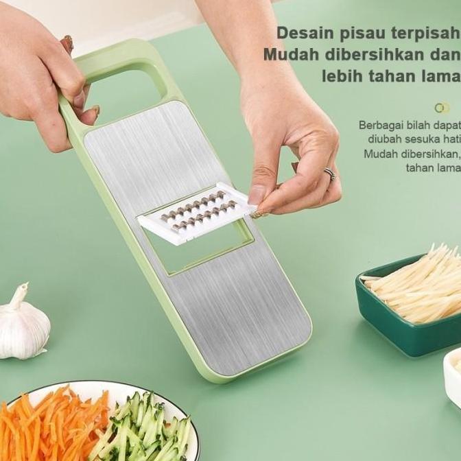 HELU 7in1 Parutan Kentang Dengan 5 pcs Multifungsi Keripik Kentang Alat Buah Pengiris Plastik