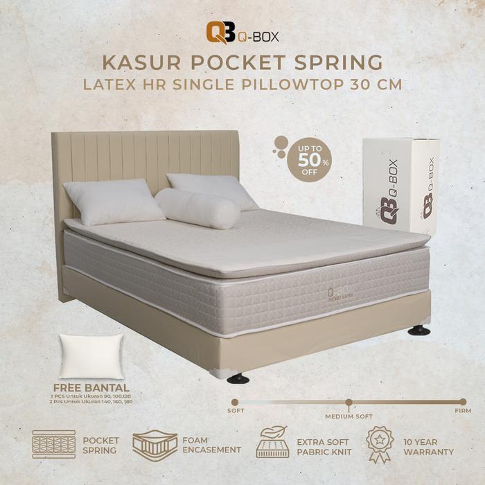 Q-BOX KASUR POCKET SPRING LATEX HR SINGLE PILLOW TOP
