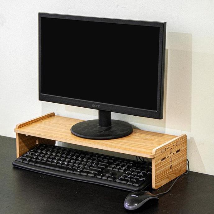 Meja Dudukan Monitor Kayu Bahan Premium Alas Stand Dudukan Monitor