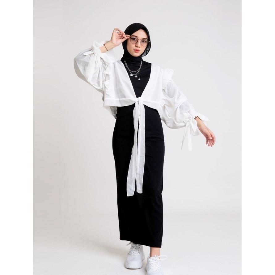VELMOURACOLLCET DRESS SERAYU ROMPI OUTER PUTIH GAMIS MAXY WANITA CARLINA FASHION MURAH