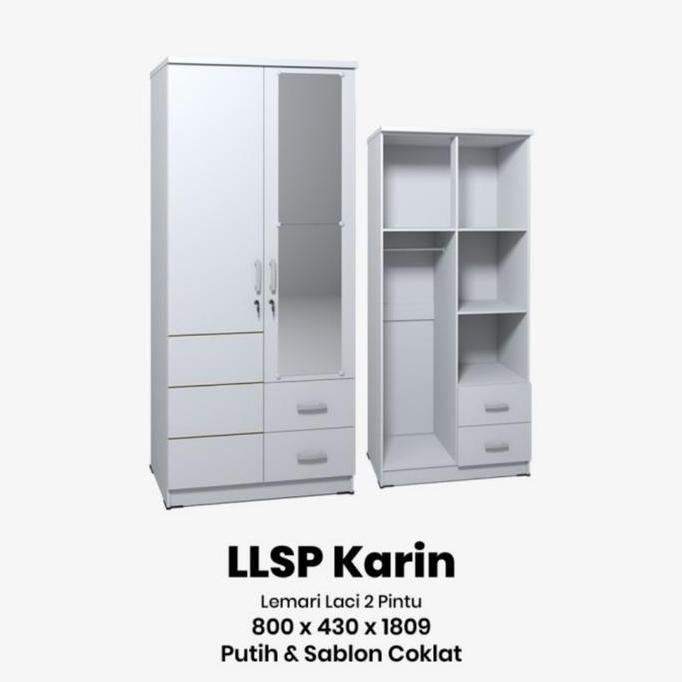 lemari baju putih lemari 2 pintu kaca laci lemari pakaian putih kaca