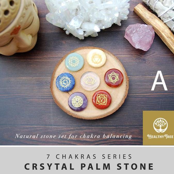 Natural Palm Stone 7 Chakra Set with Reiki Symbols