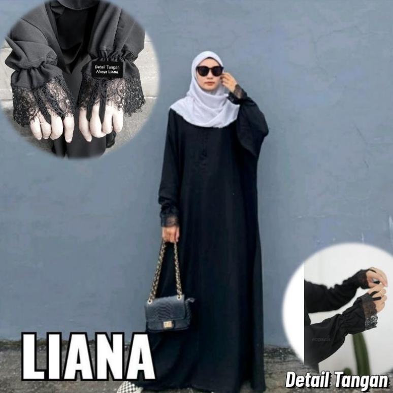 BRONIAGAID GAMIS ABAYA ARAB HITAM LIST BUSUI BAHAN JET BLACK SAUDI KWALITAS TERJAMIN ORIGINAL