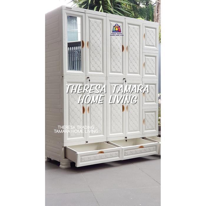 LEMARI PLASTIK NAPOLLY 5 PINTU 5412 GANTUNGAN BAJU GAMIS HANGER + 3 LACI BAWAH + KUNCI LEMARI