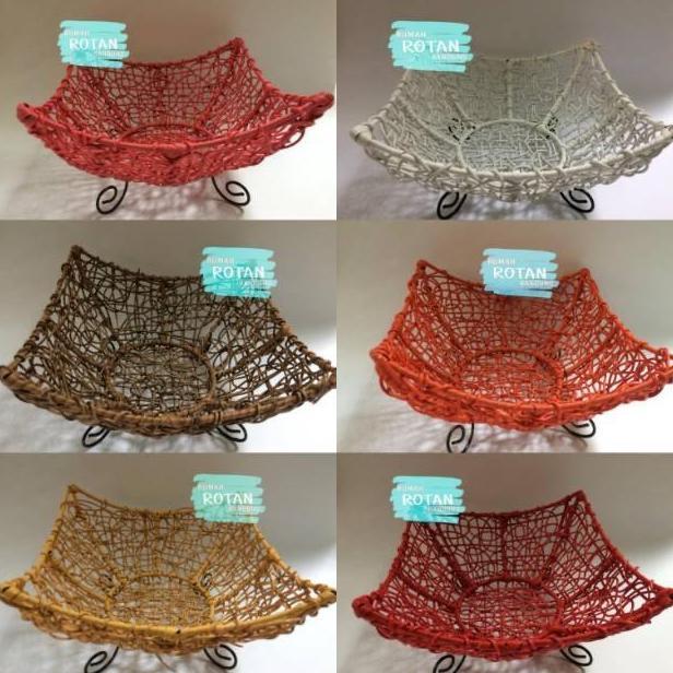 Keranjang Buah Rotan Sintetis / Tempat Buah Model Kotak Rotan Sintetis /Wadah Buah Rotan Serbaguna  