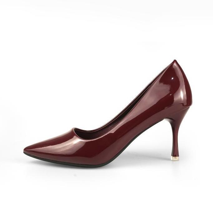 Genny Sepatu High Heels Wanita 7 cm Motif Polos Warna Glossy (QYAA-0921) (0232026) Shoes JS