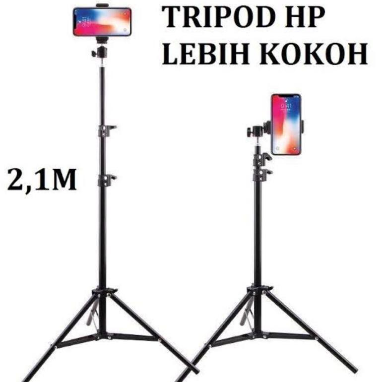 promo terbaru tripod 2,1 meter besi tripod ringlight hp kamera lengkap holder hp