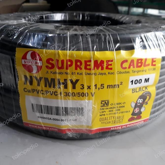 BEBAS ONGKIR - Kabel Listrik Serabut NYYHY 3x1.5 mm Supreme Hitam NYYHY 3 x 1.5mm