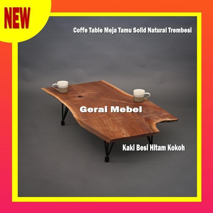 Meja Tamu Coffee Table Meja Kopi Minimalis Bulat Kecil Solid Trembesi