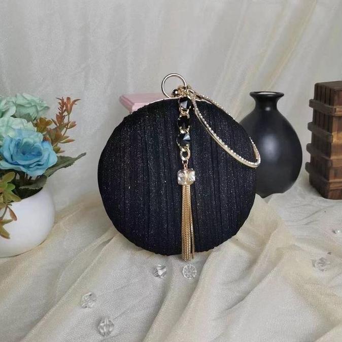 TERMURAH - 19561 TAS PESTA BULAT CLUTCH BAG  KONDANGAN SLINGBAG PESTA ELEGAN Wanita