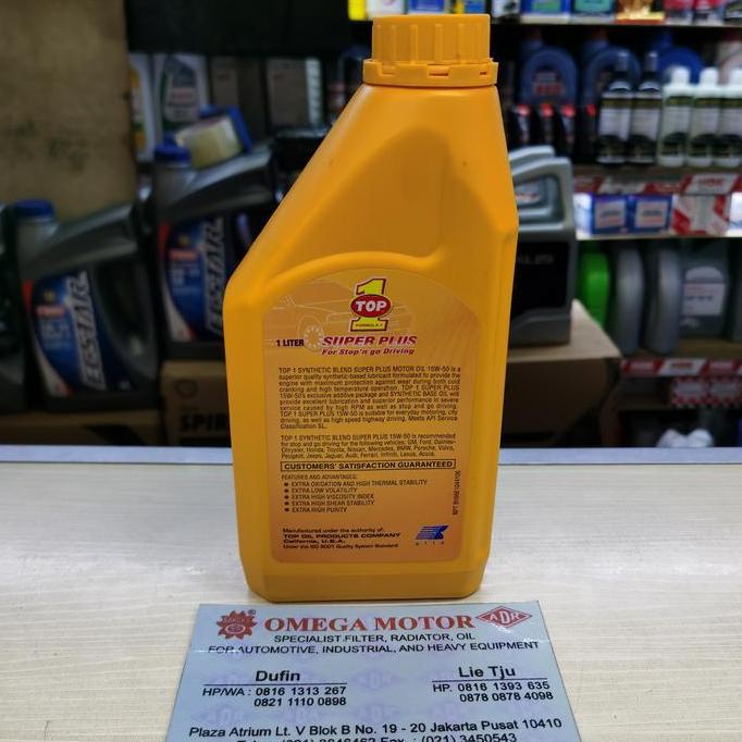 Ready top1 super plus 15w50 1liter synthetic blend original asli 100%