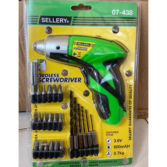 NEW Mesin Bor Cordless Batre Baterai SELLERY 07-438 Mesin Bor Obeng Mini