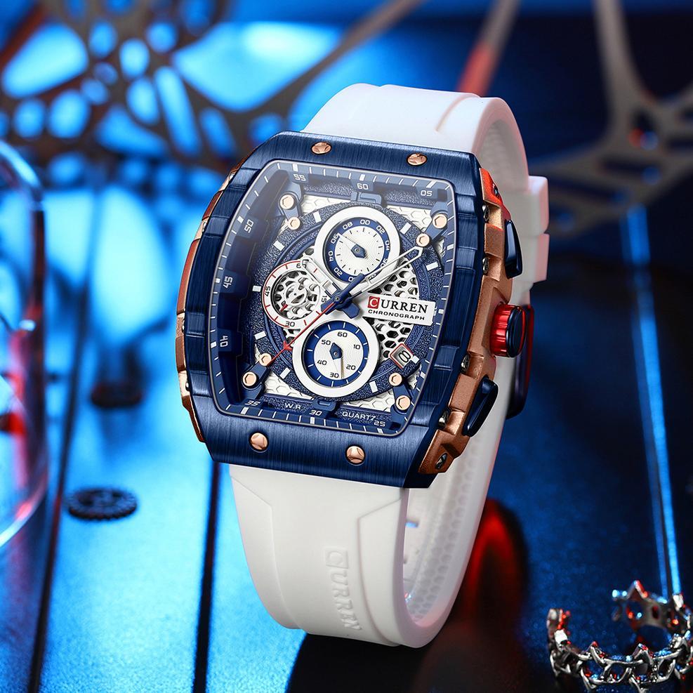 HEMAT CURREN 8442 Jam Tangan Pria Analog Chronograph Aktif Tali Silicone CURRENOS