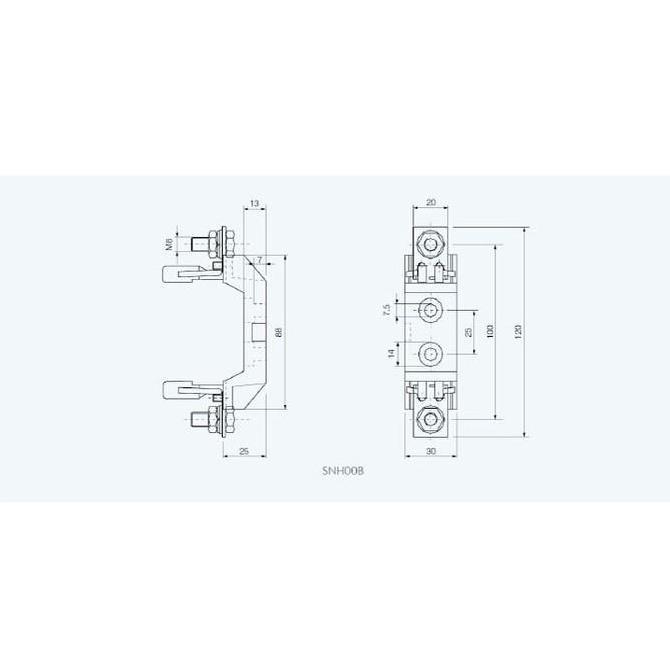 63A - SUNTREE SNH00 gPV 1P 1000V DC Fuse Base/Holder + Fuse Link PV