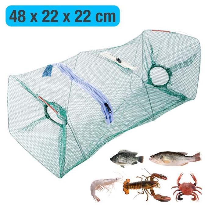 BAIAVY Bubu Jaring Perangkap 2 Lubang 48x22x22 cm Jebakan Ikan Udang Kepiting Lobster Model Kotak Li