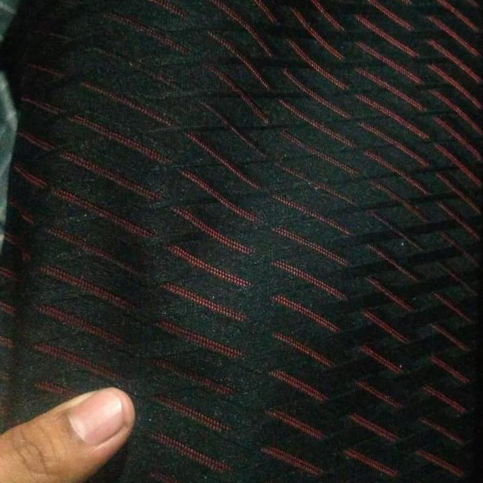 Kain jok mobil fabric motif hitam merah line