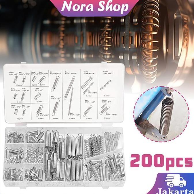 AWAYESH 200pcs Per Pegas Tarik Dan Tekan Spring Tarik Elastis Per Pegas Open Coil Spring Untuk Extru