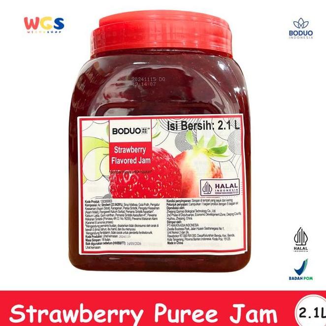 Boduo Strawberry Flavored Jam 2.1L Puree Buah Serbaguna Untuk Topping Olesan Minuman