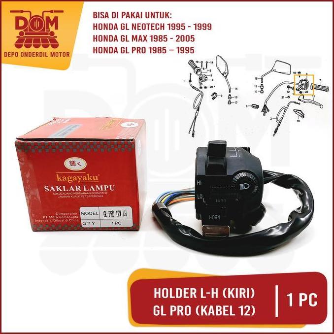 Promo Holder Kiri GL Pro Kabel 12 L/H (KAGAYAKU) Saklar Kiri Tombol Lampu Pass Dim Riting Klakson Ka