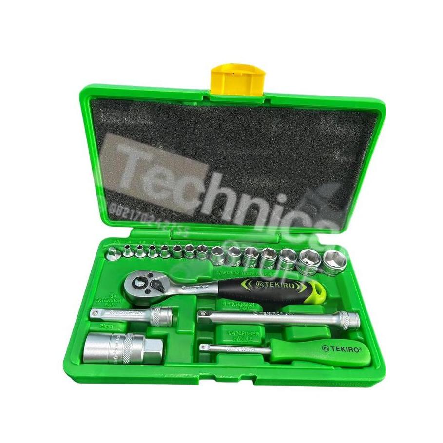 KUNCI SOK SET TEKIRO 21 PCS / SOCKET WRENCH 1/4" - 3/8" TEKIRO 21PCS SOCK KUNCI SHOCK FULL SET KUNCI