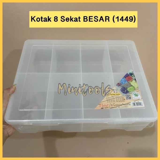 Kotak Plastik 8 Sekat Besar / Kotak Benang Besar / Green Leaf 1449