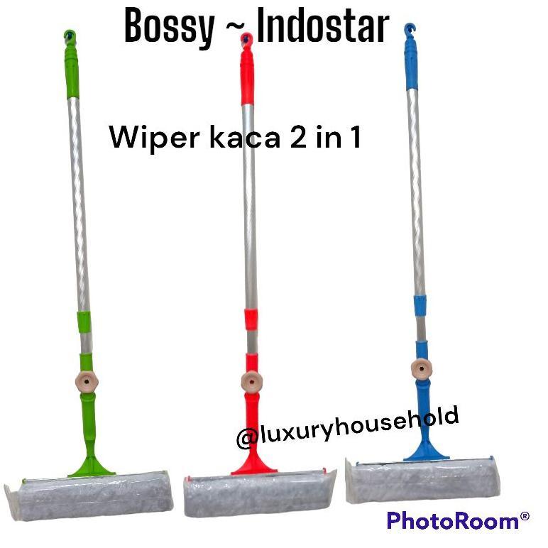 BIG SALE Bossy Indostar Wiper teleskopik 2 in1 Alat Pembersih kaca WIndow Wiper Serbaguna