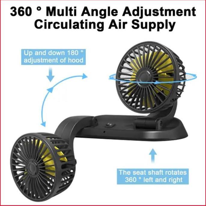 Promo [HJS] Kipas Angin Mobil 12-24V 2 Kepala Dingin AC Truk 360 Diskon