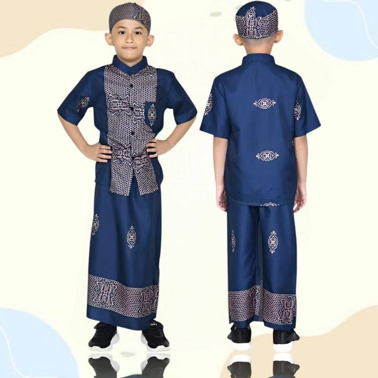 Termurah Setelan Baju Koko Peci Anak Laki-Laki Muslim Sarkoci Batik Pekalongan Usia 3-10 Tahun