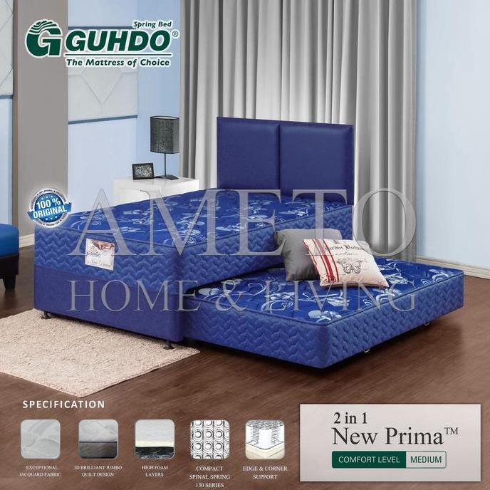 Guhdo Spring bed 2in1 New Prima 90 100 120 140 160 180x200 HB Atlantic Full set - Kasur Spring Bed