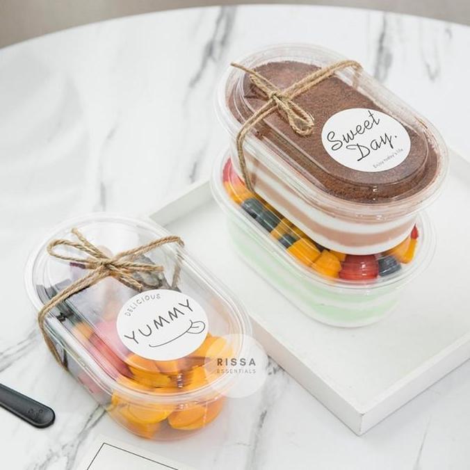[Isi10] Kotak Packaging Oval Lunch Box Cake Kue Pudding Dessert Box