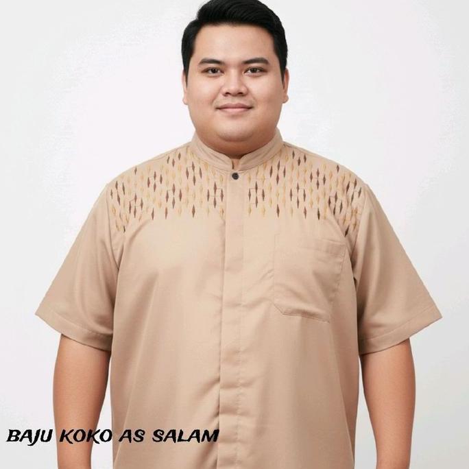 Big Size Jumbo Baju Koko Bordir Pria Lengan Pendek Koko Bordir Terbaru Size Xxl 3Xl 4Xl 5Xl Motif Bo