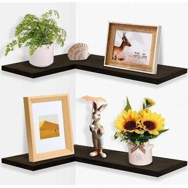 TERBARU Rak Dinding Sudut Kayu Satu Set Tempel Dinding Rak Serbaguna Aesthetic