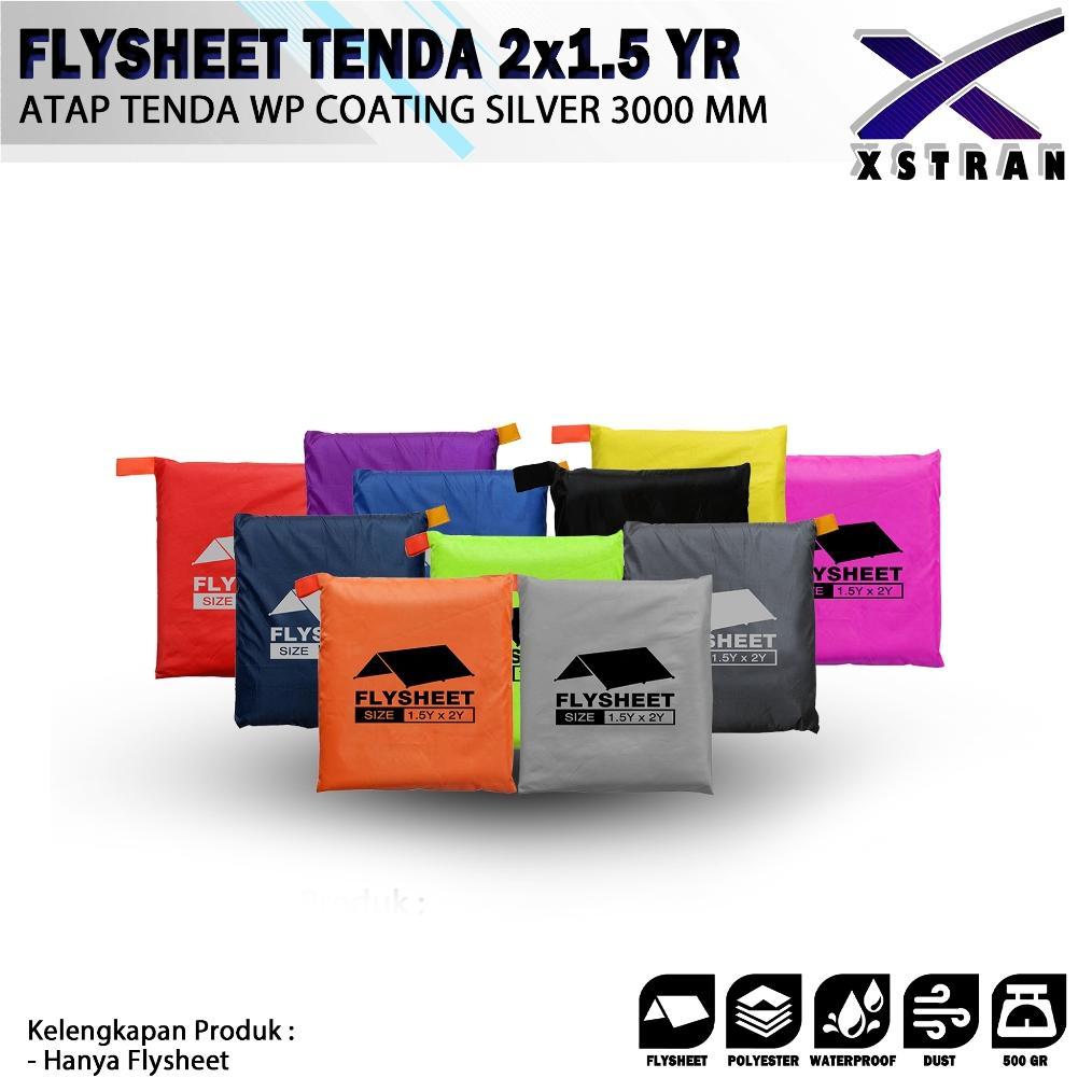 HEMAT FLYSHEET TENDA 2X1.5 YARD FLYSHEET WATERPROOF PU 3000 MM FLYSHEET OUTDOOR SIZE 2 X 1.5 YARD