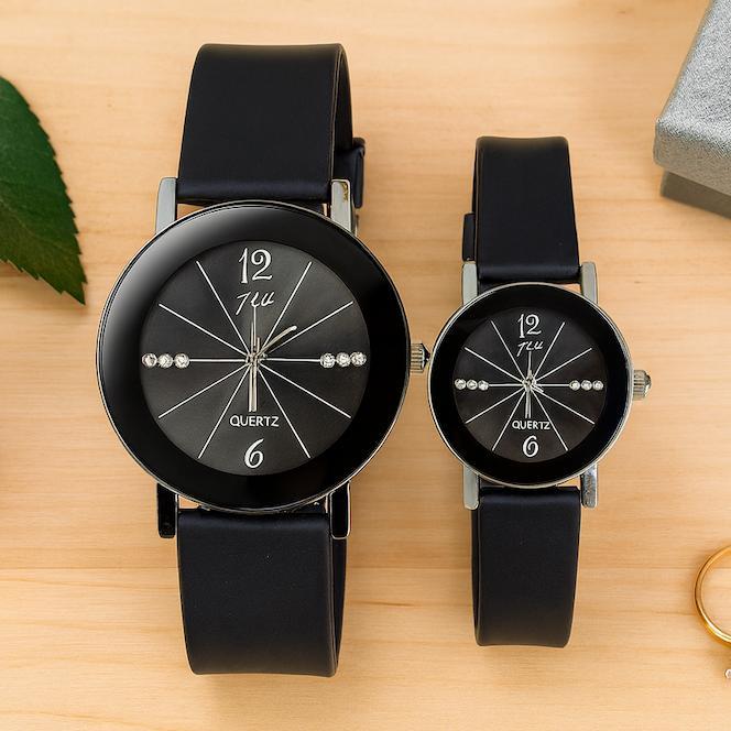 TERBARU Jam Tangan Couple Lorena Simple Watch Strap Karet Diameter 35mm 25mm Fashion Pria Wanita - H