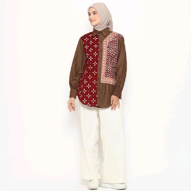 Saiara Sahira Dark Saiara Sahira Dark Brown Brown Kemeja Batik Kombinasi Katun