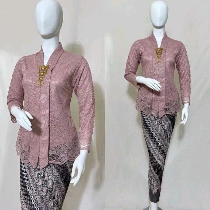 Setelan Kebaya Modern Floy Kartini Brokat Lengan Panjang Rekomendasi Kebaya Kondangan Wisuda Dan Lam