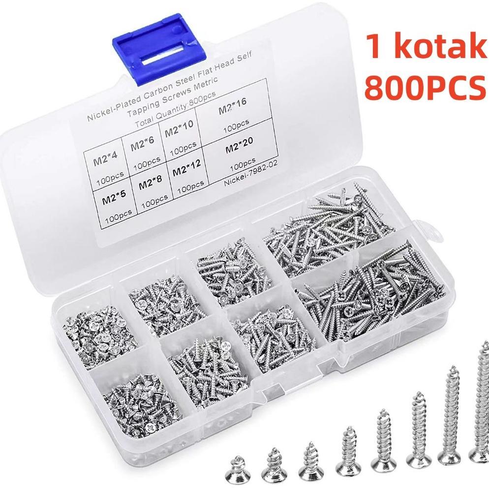 800Pcs Sekrup Transistor Final Panjang 4mm-12mm Sekrup Skrup FAB Sekrup Tapping Baut Mur Screw