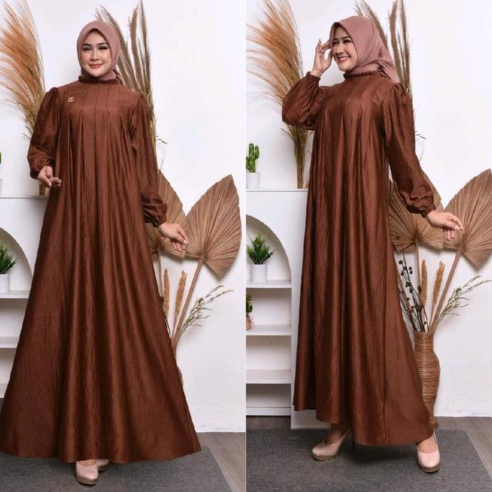 New Gamis Pesta Silk Sutra Premium Dress Kondangan Gamis Standar Jumbo Muslim Wanita Mewah Promo Leb
