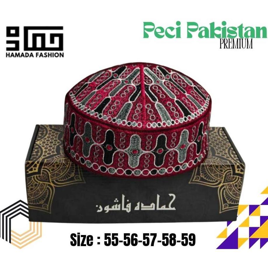 Jg-8 Peci Pakistan Hamada Exclusive Kemasan Box/ Peci Full Bordir, Peci Premium / Peci Exclusive Ham