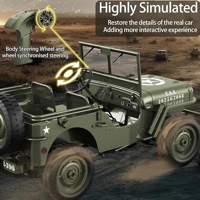 FREE ONGKIR RC JEEP 1/10 SCALE WILLYS HOBBY RC CAR OFF-ROAD MILITARY CRAWLER