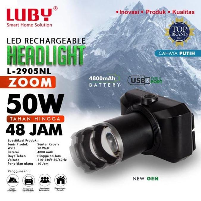 LUBY Senter Kepala Zoom 50W 50 WATT L-2905NL L-2905NK PUTIH / KUNING