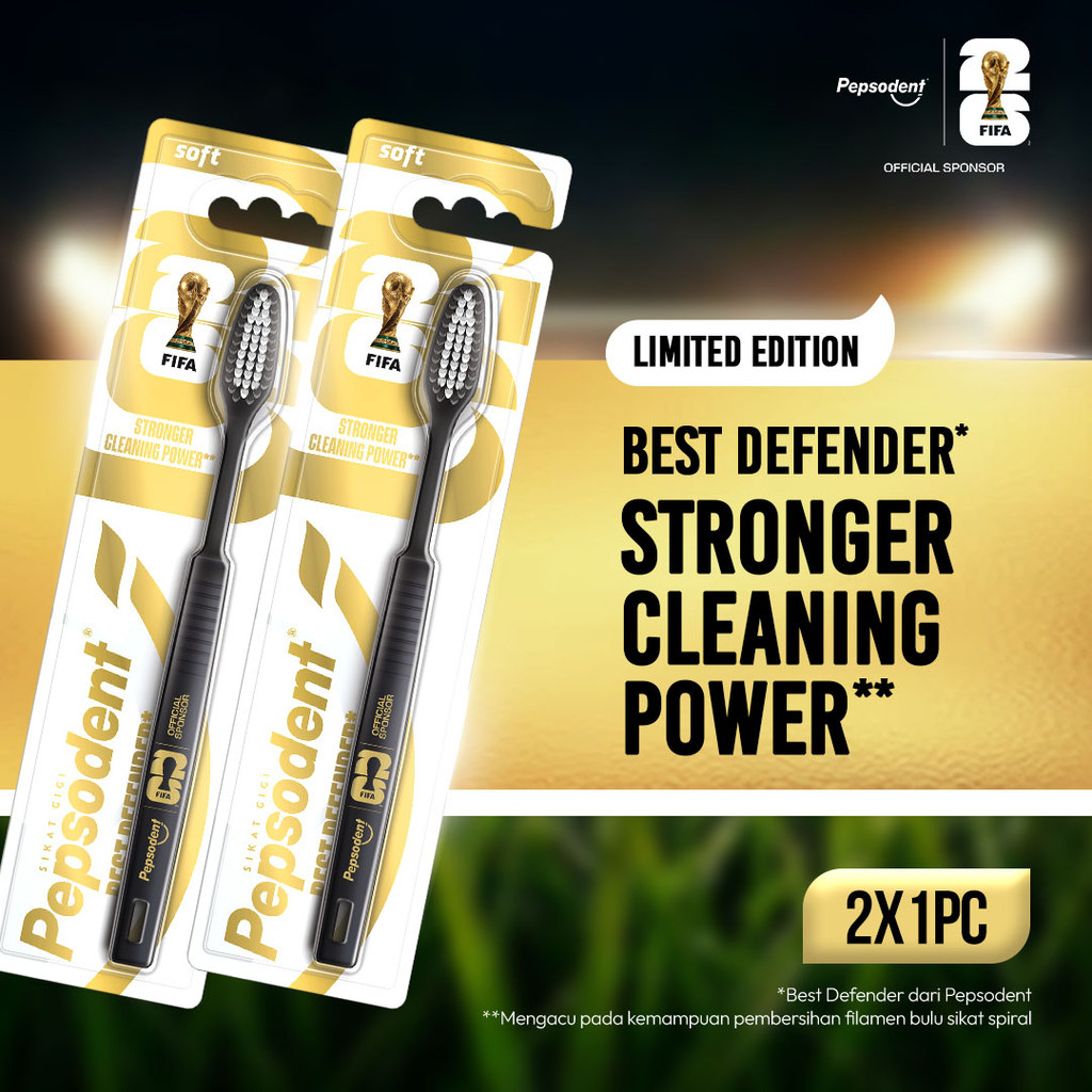 [LIMITED EDITION] Pepsodent Toothbrush FIFA Best Defender - Sikat Gigi dengan Sikat Spiral untuk Pem