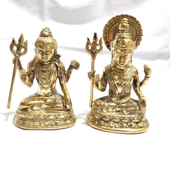 """] Patung dewa siwa dan dewi parwati 13cm| dewa ciwa gold kuningan