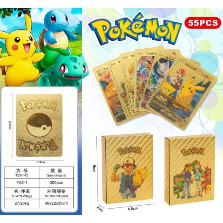 55 lembar KARTU GOLD KARTU POKEMON GOLDEN CARD(1pack 55lembar)