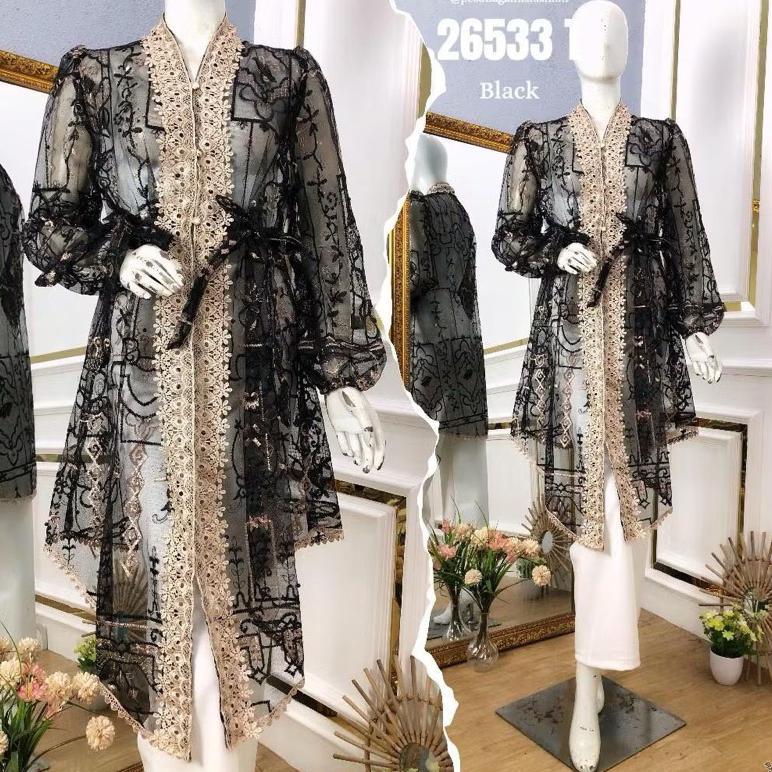 Garansi Limited Edition Tunic Tunik Brukat Lace Raya Kamari Special Broken White