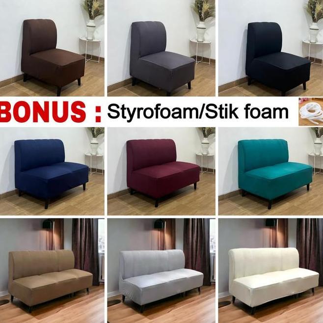 Cover Sofa 123 Dudukan Tanpa Tangansarung Sofa Polos Elastis